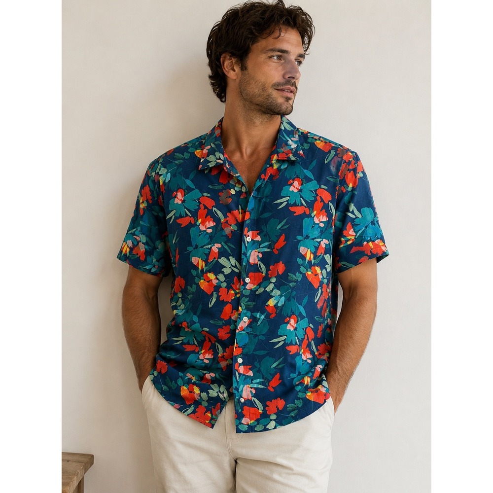 Bonobos Slim Fit Stretch Riviera Shirt Mens Large Floral Short Sleeve Button Up